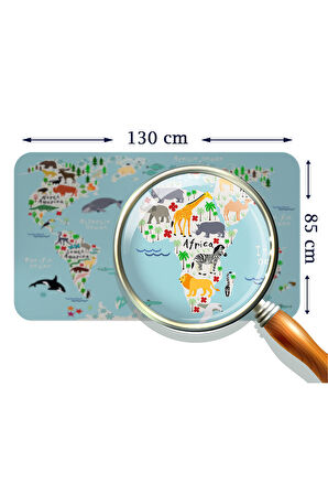 Eğitici Dünya Haritası Dünya Atlası Çocuk ve Bebek Odası Duvar Sticker-85x130-3771