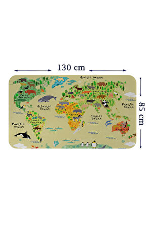 Eğitici Dünya Haritası Dünya Atlası Çocuk ve Bebek Odası Duvar Sticker-85x130-3772