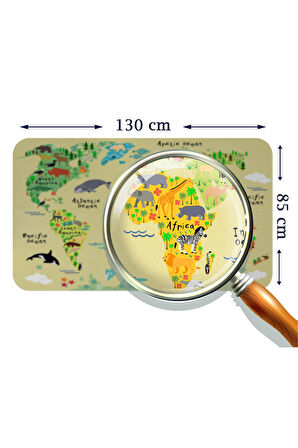 Eğitici Dünya Haritası Dünya Atlası Çocuk ve Bebek Odası Duvar Sticker-85x130-3772