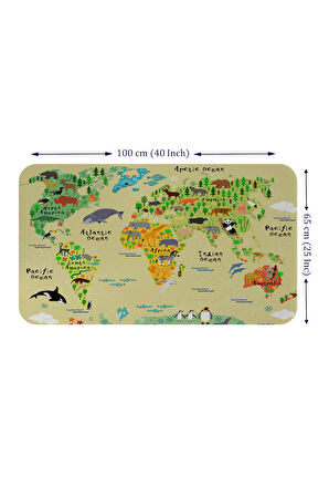 Eğitici Dünya Haritası Dünya Atlası Çocuk ve Bebek Odası Duvar Sticker-60x105-3772