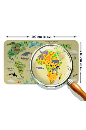 Eğitici Dünya Haritası Dünya Atlası Çocuk ve Bebek Odası Duvar Sticker-60x105-3772