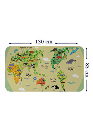 Eğitici Dünya Haritası Dünya Atlası Çocuk ve Bebek Odası Duvar Sticker-85x130-3773