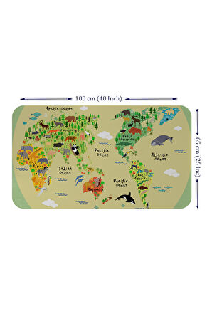 Eğitici Dünya Haritası Dünya Atlası Çocuk ve Bebek Odası Duvar Sticker-60x105-3773