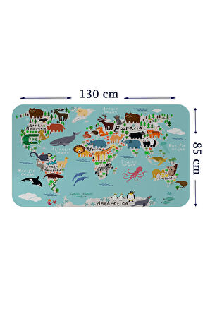 Eğitici Dünya Haritası Dünya Atlası Çocuk ve Bebek Odası Duvar Sticker-85x130-3775