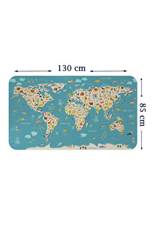 Eğitici Dünya Haritası Dünya Atlası Çocuk ve Bebek Odası Duvar Sticker-85x130-3776