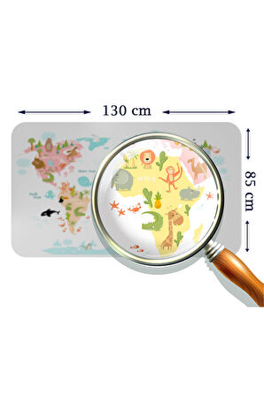 Eğitici Dünya Haritası Dünya Atlası Çocuk ve Bebek Kız Çocuğu Odası Duvar Sticker-85x130-3777
