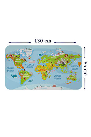 Eğitici Dünya Haritası Dünya Atlası Çocuk ve Bebek Odası Duvar Sticker-85x130-3778