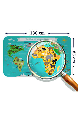 Eğitici Dünya Haritası Dünya Atlası Çocuk ve Bebek Odası Duvar Sticker-85x130-3780
