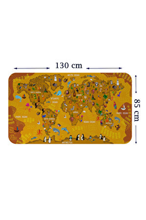 Eğitici Dünya Haritası Dünya Atlası Çocuk ve Bebek Odası Duvar Sticker-85x130-3781