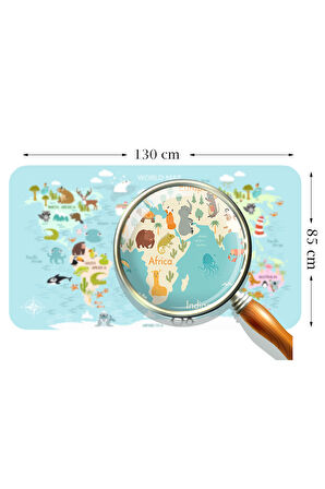 Eğitici Dünya Haritası Dünya Atlası Çocuk ve Bebek Odası Duvar Sticker-85x130-3782