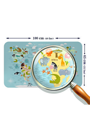 Eğitici Dünya Haritası Dünya Atlası Çocuk ve Bebek Odası Duvar Sticker-60x105-3782
