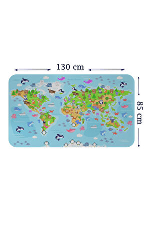 Eğitici Dünya Haritası Dünya Atlası Çocuk ve Bebek Odası Duvar Sticker-85x130-3783