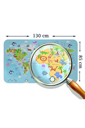 Eğitici Dünya Haritası Dünya Atlası Çocuk ve Bebek Odası Duvar Sticker-85x130-3783