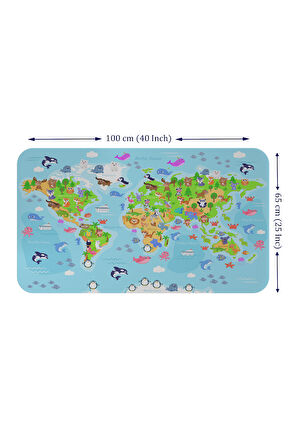 Eğitici Dünya Haritası Dünya Atlası Çocuk ve Bebek Odası Duvar Sticker-60x105-3783