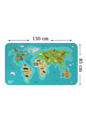 Eğitici Dünya Haritası Dünya Atlası Çocuk ve Bebek Odası Duvar Sticker-85x130-3784