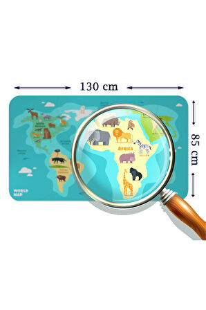 Eğitici Dünya Haritası Dünya Atlası Çocuk ve Bebek Odası Duvar Sticker-85x130-3784