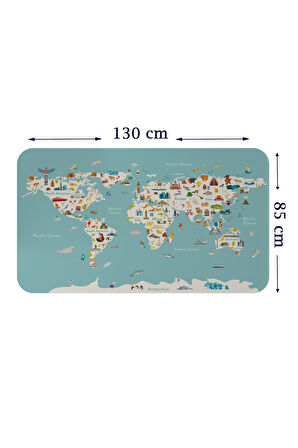 Eğitici Dünya Haritası Dünya Atlası Çocuk ve Bebek Odası Duvar Sticker-85x130-3786
