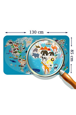 Eğitici Dünya Haritası Dünya Atlası Çocuk ve Bebek Odası Duvar Sticker-85x130-3787