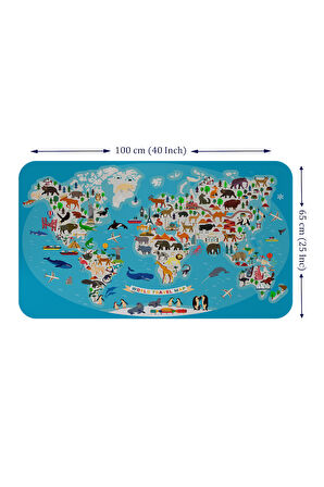 Eğitici Dünya Haritası Dünya Atlası Çocuk ve Bebek Odası Duvar Sticker-60x105-3787