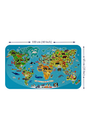 Eğitici Dünya Haritası Dünya Atlası Çocuk ve Bebek Odası Duvar Sticker-60x105-3788
