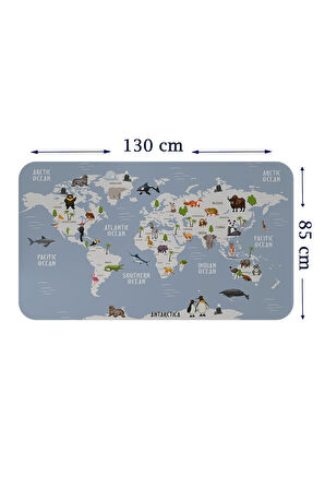 Eğitici Dünya Haritası Dünya Atlası Çocuk ve Bebek Odası Duvar Sticker-85x130-3789
