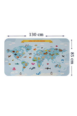 Eğitici Dünya Haritası Dünya Atlası Çocuk ve Bebek Odası Duvar Sticker-85x130-3791