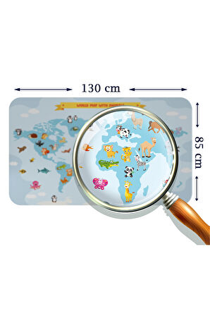 Eğitici Dünya Haritası Dünya Atlası Çocuk ve Bebek Odası Duvar Sticker-85x130-3791