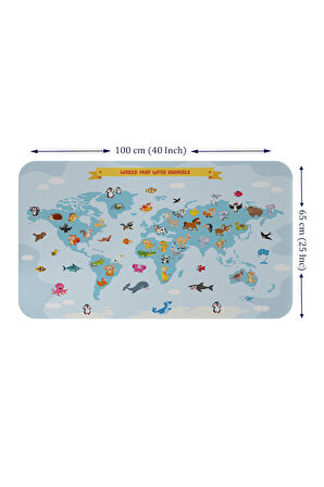 Eğitici Dünya Haritası Dünya Atlası Çocuk ve Bebek Odası Duvar Sticker-60x105-3791