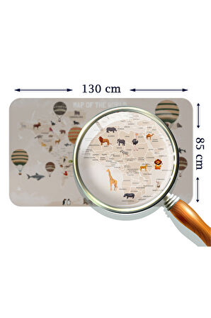 Eğitici Dünya Haritası Dünya Atlası Çocuk ve Bebek Odası Duvar Sticker-85x130-3792