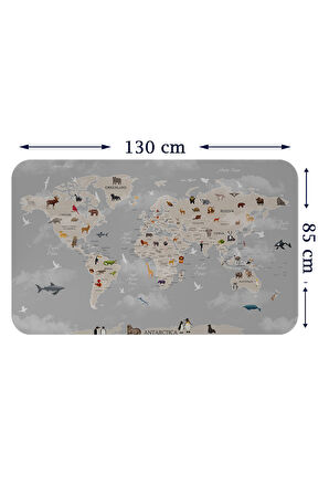 Eğitici Dünya Haritası Dünya Atlası Çocuk ve Bebek Odası Duvar Sticker-85x130-3793