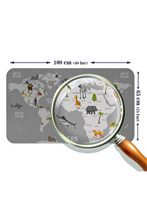 Eğitici Dünya Haritası Dünya Atlası Çocuk ve Bebek Odası Duvar Sticker-60x105-3794