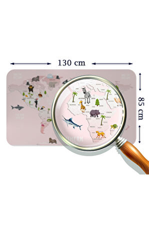 Eğitici Dünya Haritası Dünya Atlası Çocuk ve Bebek Odası Duvar Sticker-85x130-3795