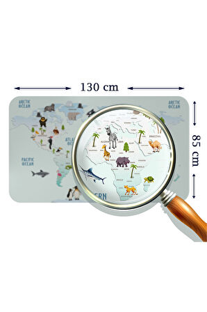 Eğitici Dünya Haritası Dünya Atlası Çocuk ve Bebek Odası Duvar Sticker-85x130-3796