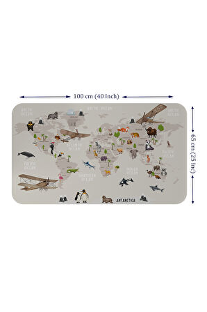 Eğitici Dünya Haritası Dünya Atlası Çocuk ve Bebek Odası Duvar Sticker-60x105-3797