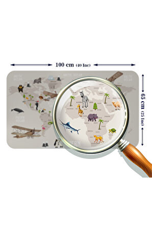 Eğitici Dünya Haritası Dünya Atlası Çocuk ve Bebek Odası Duvar Sticker-60x105-3797