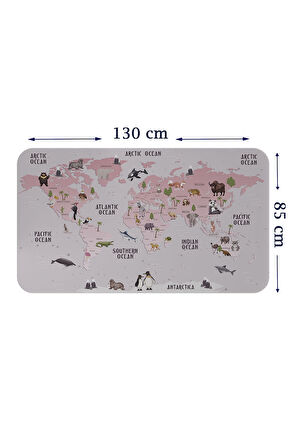 Eğitici Dünya Haritası Dünya Atlası Çocuk ve Bebek Odası Duvar Sticker-85x130-3798