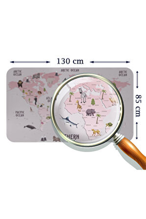 Eğitici Dünya Haritası Dünya Atlası Çocuk ve Bebek Odası Duvar Sticker-85x130-3798