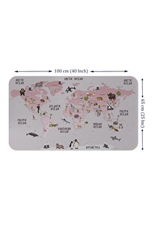 Eğitici Dünya Haritası Dünya Atlası Çocuk ve Bebek Odası Duvar Sticker-60x105-3798