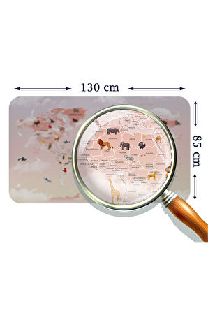 Eğitici Dünya Haritası Dünya Atlası Çocuk ve Bebek Odası Duvar Sticker-85x130-3799