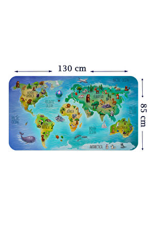 Eğitici Dünya Haritası Dünya Atlası Çocuk ve Bebek Odası Duvar Sticker-85x130-3800