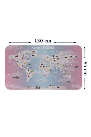 Eğitici Dünya Haritası Dünya Atlası Çocuk ve Bebek Odası Duvar Sticker-85x130-3801