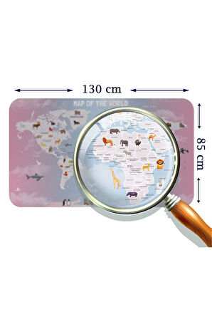 Eğitici Dünya Haritası Dünya Atlası Çocuk ve Bebek Odası Duvar Sticker-85x130-3801
