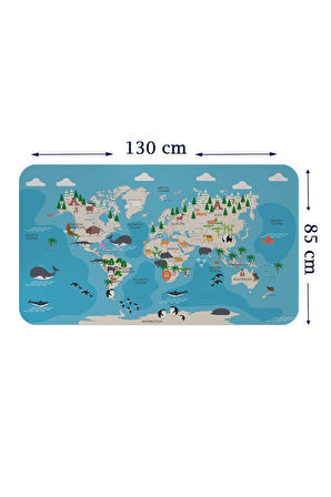 Eğitici Dünya Haritası Dünya Atlası Çocuk ve Bebek Odası Duvar Sticker-85x130-3802
