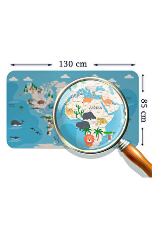 Eğitici Dünya Haritası Dünya Atlası Çocuk ve Bebek Odası Duvar Sticker-85x130-3802