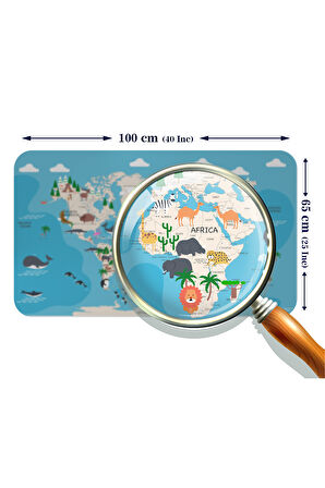 Eğitici Dünya Haritası Dünya Atlası Çocuk ve Bebek Odası Duvar Sticker -60x105-3802