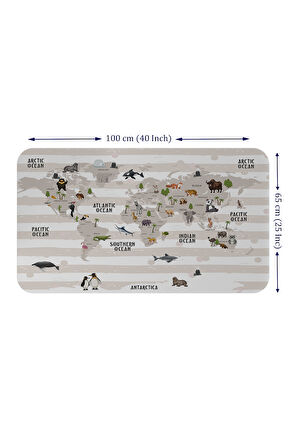 Eğitici Dünya Haritası Dünya Atlası Çocuk ve Bebek Odası Duvar Sticker -60x105-3803