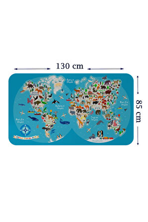 Eğitici Dünya Haritası Dünya Atlası Çocuk ve Bebek Odası Duvar Sticker-85x130-3806