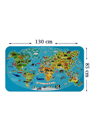 Eğitici Dünya Haritası Dünya Atlası Çocuk ve Bebek Odası Duvar Sticker-85x130-3808