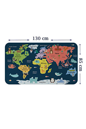 Eğitici Dünya Haritası Dünya Atlası Çocuk ve Bebek Odası Duvar Sticker-85x130-3810