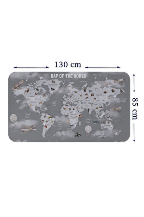Eğitici Dünya Haritası Dünya Atlası Çocuk ve Bebek Odası Duvar Sticker-85x130-3811